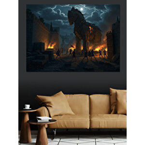 Truva Atı Kapıda Bekliyor Dekoratif Kanvas - Mdf Ahşap Tablo