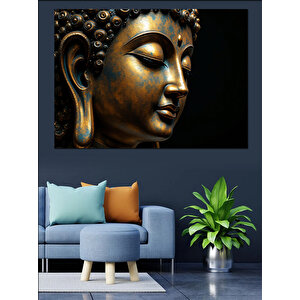 Altın Buda Heykeli Dekoratif Kanvas - Mdf Ahşap Tablo