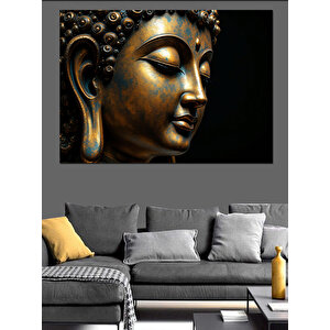 Altın Buda Heykeli Dekoratif Kanvas - Mdf Ahşap Tablo 70x100 cm