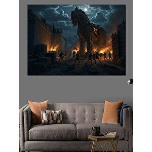 Truva Atı Kapıda Bekliyor Dekoratif Kanvas - Mdf Ahşap Tablo 25x35 cm