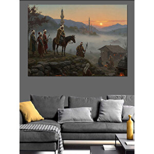 Dağ Yolunda Atlılar Geçiyor Dekoratif Kanvas - Mdf Ahşap Tablo 100x140 cm