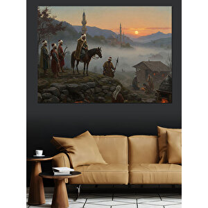 Dağ Yolunda Atlılar Geçiyor Dekoratif Kanvas - Mdf Ahşap Tablo 100x140 cm