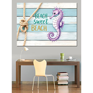 Ahşap Üzerinde Denizatı Motifi Dekoratif Kanvas - Mdf Ahşap Tablo 25x35 cm