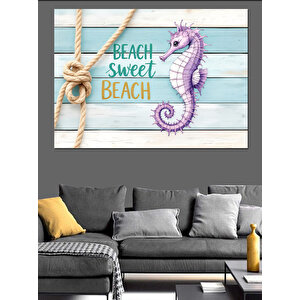 Ahşap Üzerinde Denizatı Motifi Dekoratif Kanvas - Mdf Ahşap Tablo 25x35 cm