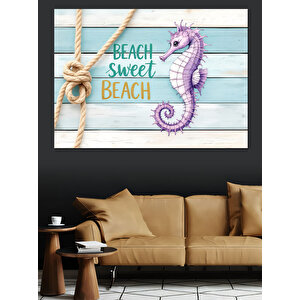 Ahşap Üzerinde Denizatı Motifi Dekoratif Kanvas - Mdf Ahşap Tablo 25x35 cm