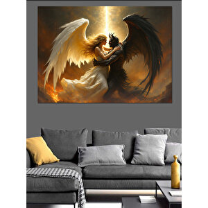 Melek Ve Şeytanın Dansı Dekoratif Kanvas - Mdf Ahşap Tablo 35x50 cm