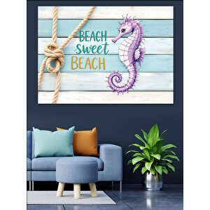 Ahşap Üzerinde Denizatı Motifi Dekoratif Kanvas - Mdf Ahşap Tablo