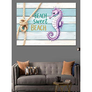 Ahşap Üzerinde Denizatı Motifi Dekoratif Kanvas - Mdf Ahşap Tablo