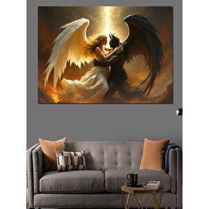 Melek Ve Şeytanın Dansı Dekoratif Kanvas - Mdf Ahşap Tablo 70x100 cm