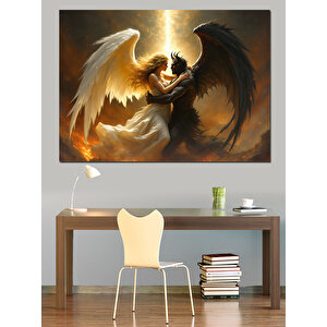 Melek Ve Şeytanın Dansı Dekoratif Kanvas - Mdf Ahşap Tablo 70x100 cm