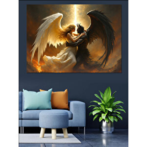 Melek Ve Şeytanın Dansı Dekoratif Kanvas - Mdf Ahşap Tablo