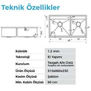Poli 6311 - Nano Mat Gri Mutfak Eviyesi Mat Gri