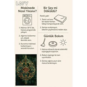 Halı – Yeşil; Kırmızı; Gold – Geleneksel Desen, Pamuk Dokuma Taban, Makinede Yıkanabilir, Kolay Temizlenebilir, Toz Ve Tüy Tutmaz, Kaymaz, Evcil Hayvan Dostu