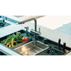 Lusso 4040 - Fırçalı Çelik Arıtmalı Mutfak Bataryası Çelik