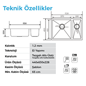 Stella 4563 - Pvd Bakır Mutfak Eviyesi Bakır