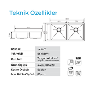Stella 4580 - Pvd Altın Mutfak Eviyesi Altın