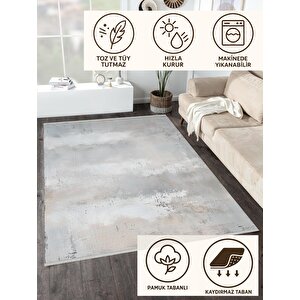 Yıkanabilir Halı – Gri; Bej; Krem – Soyut Desen, Pamuk Dokuma Taban, Makinede Yıkanabilir, Kolay Temizlenebilir, Toz Ve Tüy Tutmaz, Kaymaz, Evcil Hayvan Dostu