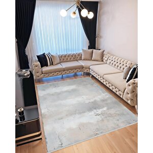 Yıkanabilir Halı – Gri; Bej; Krem – Soyut Desen, Pamuk Dokuma Taban, Makinede Yıkanabilir, Kolay Temizlenebilir, Toz Ve Tüy Tutmaz, Kaymaz, Evcil Hayvan Dostu 120x270 cm