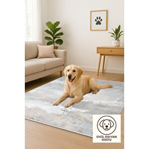 Yıkanabilir Halı – Gri; Bej; Krem – Soyut Desen, Pamuk Dokuma Taban, Makinede Yıkanabilir, Kolay Temizlenebilir, Toz Ve Tüy Tutmaz, Kaymaz, Evcil Hayvan Dostu