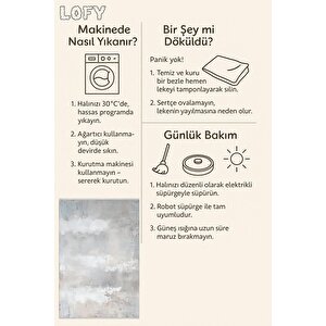 Yıkanabilir Halı – Gri; Bej; Krem – Soyut Desen, Pamuk Dokuma Taban, Makinede Yıkanabilir, Kolay Temizlenebilir, Toz Ve Tüy Tutmaz, Kaymaz, Evcil Hayvan Dostu