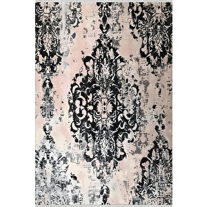 Halı – Siyah; Krem – Oriental Desen, Pamuk Dokuma Taban, Makinede Yıkanabilir, Kolay Temizlenebilir, Toz Ve Tüy Tutmaz, Kaymaz, Evcil Hayvan Dostu 200x270 cm