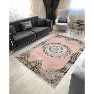 Halı – Pembe; Bej; Gri – Geleneksel Desen, Pamuk Dokuma Taban, Makinede Yıkanabilir, Kolay Temizlenebilir, Toz Ve Tüy Tutmaz, Kaymaz, Evcil Hayvan Dostu