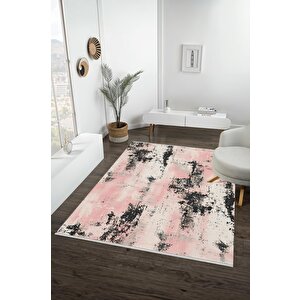 Halı – Pembe; Siyah; Krem – Soyut Desen, Pamuk Dokuma Taban, Makinede Yıkanabilir, Kolay Temizlenebilir, Toz Ve Tüy Tutmaz, Kaymaz, Evcil Hayvan Dostu