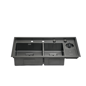 Lusso 1075 - Pvd Füme Mutfak Eviyesi Siyah