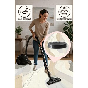 Yıkanabilir Halı – Krem; Bej; Gri – Soyut Desen, Pamuk Dokuma Taban, Makinede Yıkanabilir, Kolay Temizlenebilir, Toz Ve Tüy Tutmaz, Kaymaz, Evcil Hayvan Dostu