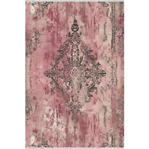 Halı – Pembe; Krem; Gri – Eskitme Desen, Pamuk Dokuma Taban, Makinede Yıkanabilir, Kolay Temizlenebilir, Toz Ve Tüy Tutmaz, Kaymaz, Evcil Hayvan Dostu 180x270 cm