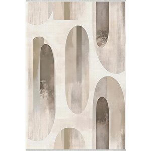 Yıkanabilir Halı – Krem; Bej; Gri – Geometrik Desen, Pamuk Dokuma Taban, Makinede Yıkanabilir, Kolay Temizlenebilir, Toz Ve Tüy Tutmaz, Kaymaz, Evcil Hayvan Dostu 100x100 cm
