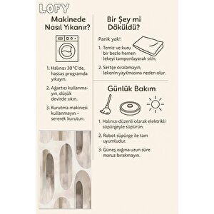 Yıkanabilir Halı – Krem; Bej; Gri – Geometrik Desen, Pamuk Dokuma Taban, Makinede Yıkanabilir, Kolay Temizlenebilir, Toz Ve Tüy Tutmaz, Kaymaz, Evcil Hayvan Dostu