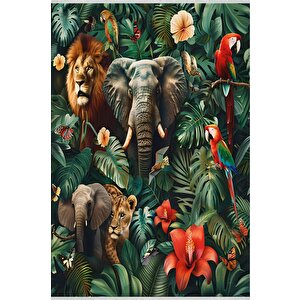 Halı – Yeşil; Kırmızı; Kahverengi; Turuncu – Hayvan Desen, Pamuk Dokuma Taban, Makinede Yıkanabilir, Kolay Temizlenebilir, Toz Ve Tüy Tutmaz, Kaymaz, Evcil Hayvan Dostu 150x300 cm