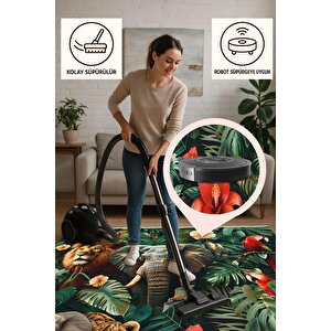 Halı – Yeşil; Kırmızı; Kahverengi; Turuncu – Hayvan Desen, Pamuk Dokuma Taban, Makinede Yıkanabilir, Kolay Temizlenebilir, Toz Ve Tüy Tutmaz, Kaymaz, Evcil Hayvan Dostu