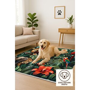 Halı – Yeşil; Kırmızı; Kahverengi; Turuncu – Hayvan Desen, Pamuk Dokuma Taban, Makinede Yıkanabilir, Kolay Temizlenebilir, Toz Ve Tüy Tutmaz, Kaymaz, Evcil Hayvan Dostu