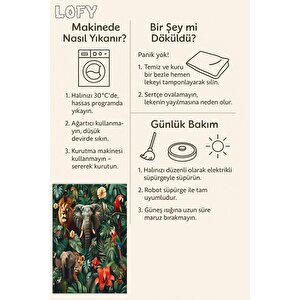 Halı – Yeşil; Kırmızı; Kahverengi; Turuncu – Hayvan Desen, Pamuk Dokuma Taban, Makinede Yıkanabilir, Kolay Temizlenebilir, Toz Ve Tüy Tutmaz, Kaymaz, Evcil Hayvan Dostu