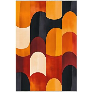 Yıkanabilir Halı – Turuncu; Sarı; Krem; Siyah – Geometrik Desen, Pamuk Dokuma Taban, Makinede Yıkanabilir, Kolay Temizlenebilir, Toz Ve Tüy Tutmaz, Kaymaz, Evcil Hayvan Dostu 200x270 cm