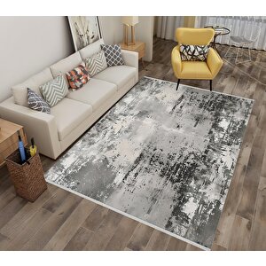 Yıkanabilir Halı – Gri; Siyah; Krem – Soyut Desen, Pamuk Dokuma Taban, Makinede Yıkanabilir, Kolay Temizlenebilir, Toz Ve Tüy Tutmaz, Kaymaz, Evcil Hayvan Dostu