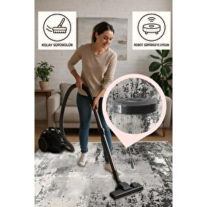 Yıkanabilir Halı – Gri; Siyah; Krem – Soyut Desen, Pamuk Dokuma Taban, Makinede Yıkanabilir, Kolay Temizlenebilir, Toz Ve Tüy Tutmaz, Kaymaz, Evcil Hayvan Dostu