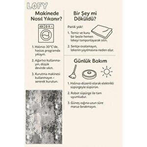 Yıkanabilir Halı – Gri; Siyah; Krem – Soyut Desen, Pamuk Dokuma Taban, Makinede Yıkanabilir, Kolay Temizlenebilir, Toz Ve Tüy Tutmaz, Kaymaz, Evcil Hayvan Dostu