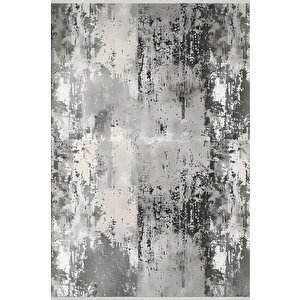 Yıkanabilir Halı – Gri; Siyah; Krem – Soyut Desen, Pamuk Dokuma Taban, Makinede Yıkanabilir, Kolay Temizlenebilir, Toz Ve Tüy Tutmaz, Kaymaz, Evcil Hayvan Dostu 80x150 cm