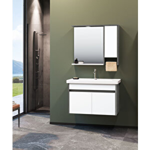 Aydos 85 Cm Retro Gümüş/beyaz Banyo Dolabı Takımı