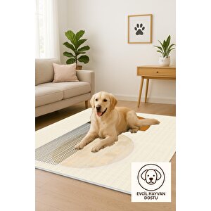 Yıkanabilir Halı – Turuncu; Bej; Siyah – Geometrik Desen, Pamuk Dokuma Taban, Makinede Yıkanabilir, Kolay Temizlenebilir, Toz Ve Tüy Tutmaz, Kaymaz, Evcil Hayvan Dostu