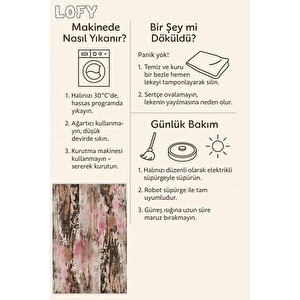 Yıkanabilir Halı – Kahverengi; Pembe; Krem – Soyut Desen, Pamuk Dokuma Taban, Makinede Yıkanabilir, Kolay Temizlenebilir, Toz Ve Tüy Tutmaz, Kaymaz, Evcil Hayvan Dostu
