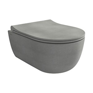 V-tondo Rimless Gizli Taharet Girişli Kısa Asma Klozet Mat Beton 1417-069-0128 Kapaksız