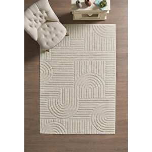 Modern Desen Özel Kesim Halı Salon Halısı Mutfak Halısı Yolluk Krem Halı Kolay Temizlenebilir Halı 120x250 cm