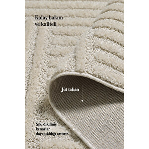 Modern Desen Özel Kesim Halı Salon Halısı Mutfak Halısı Yolluk Krem Halı Kolay Temizlenebilir Halı