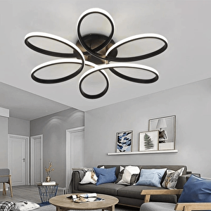 Siyah Plafonyer Ultra Power Beyaz Ledli Avize