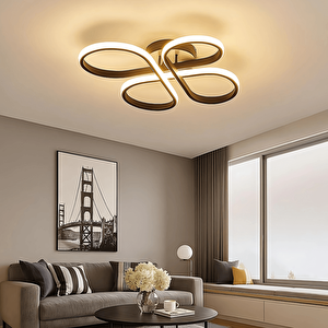 Siyah Plafonyer Ultra Power Beyaz Ledli Avize Modern Led Avize-çap 50 Cm