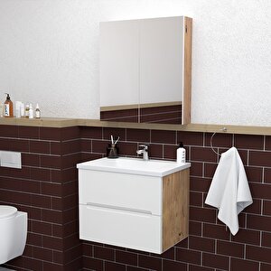 Kopenhag 65 Cm Mdf Gövde Membran Kapak Banyo Dolabı Seti Atlantik Çam